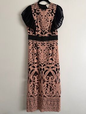 foxiedox Black & Blush Embroider Lace Maxi Dress